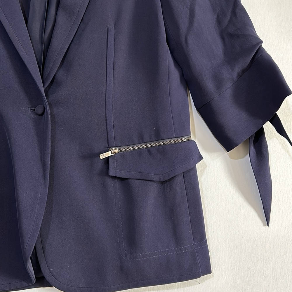 Z SPOKE ZAC WOMEN POSEN SILK BLAZER HALF SLEEVE NAVY BLUE SIZE 4 - Picture 5 of 12